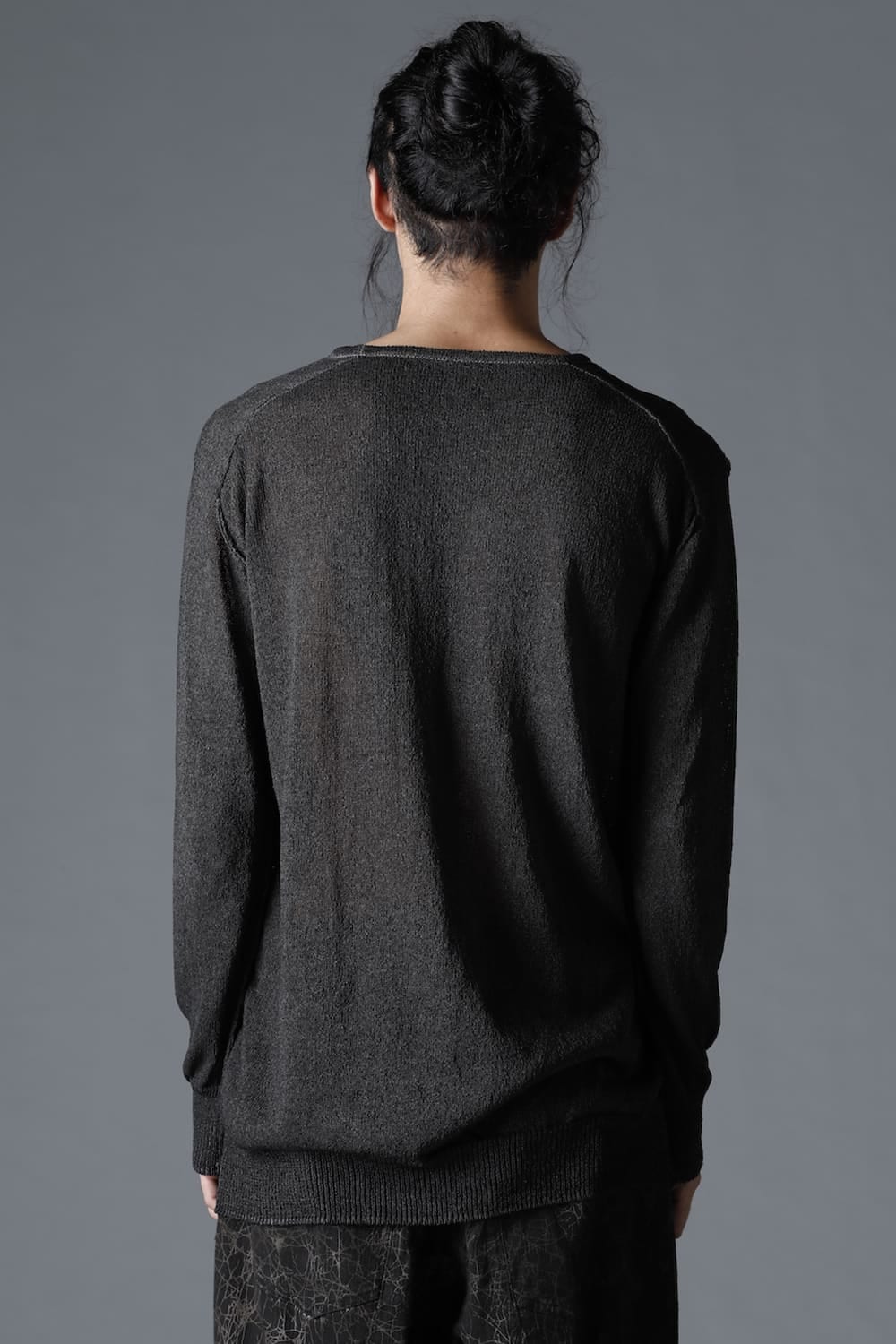 Cold Dyed Washi(Japanese Paper)Knit Pullover  Charcoal