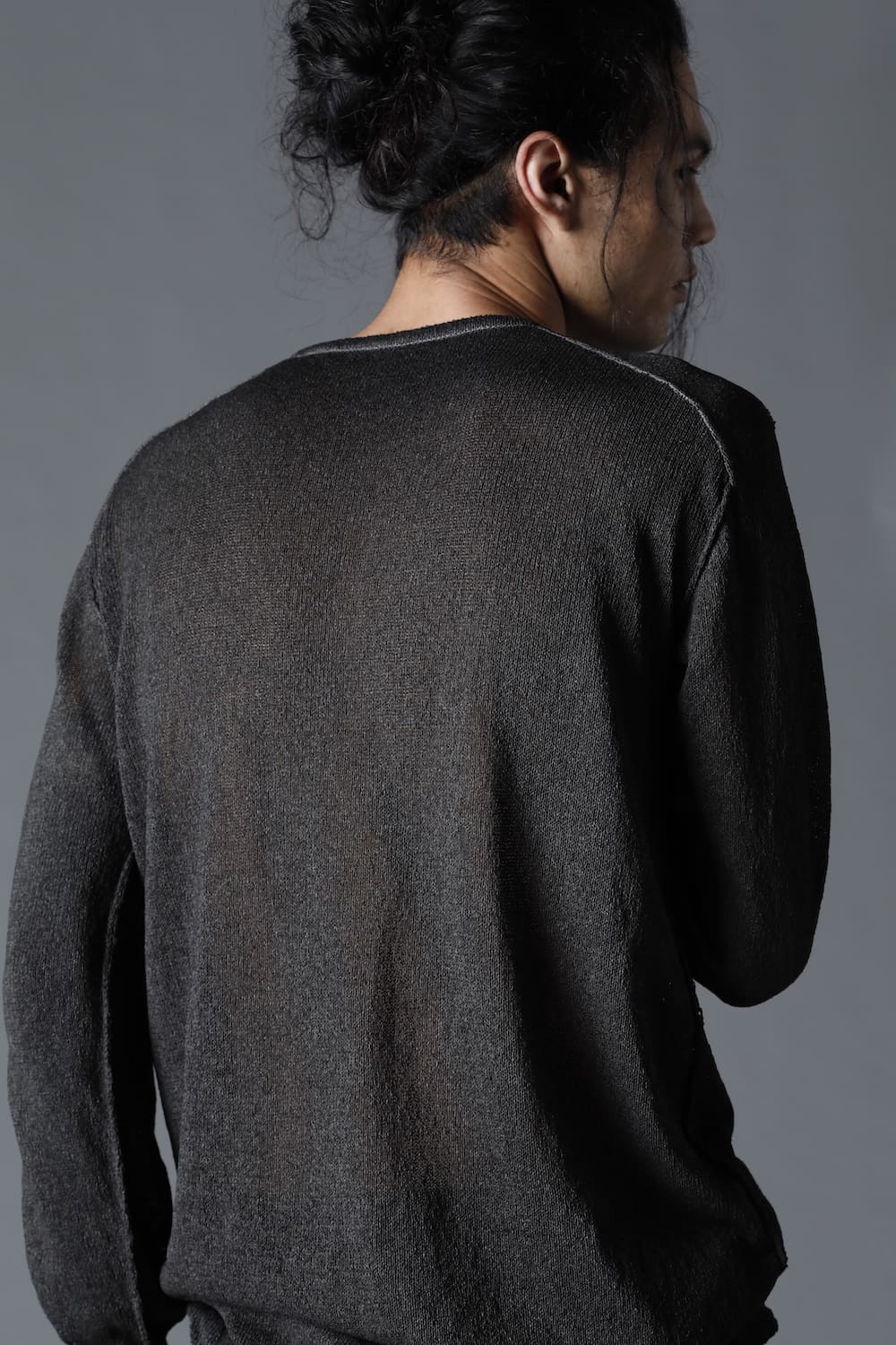 Cold Dyed Washi(Japanese Paper)Knit Pullover  Charcoal