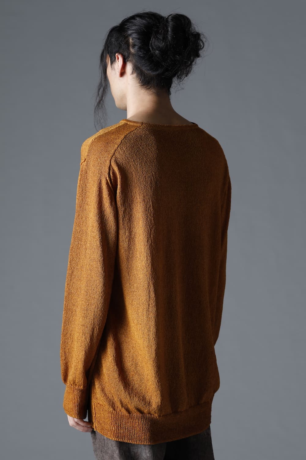 Cold Dyed Washi(Japanese Paper)Knit Pullover  Mustard