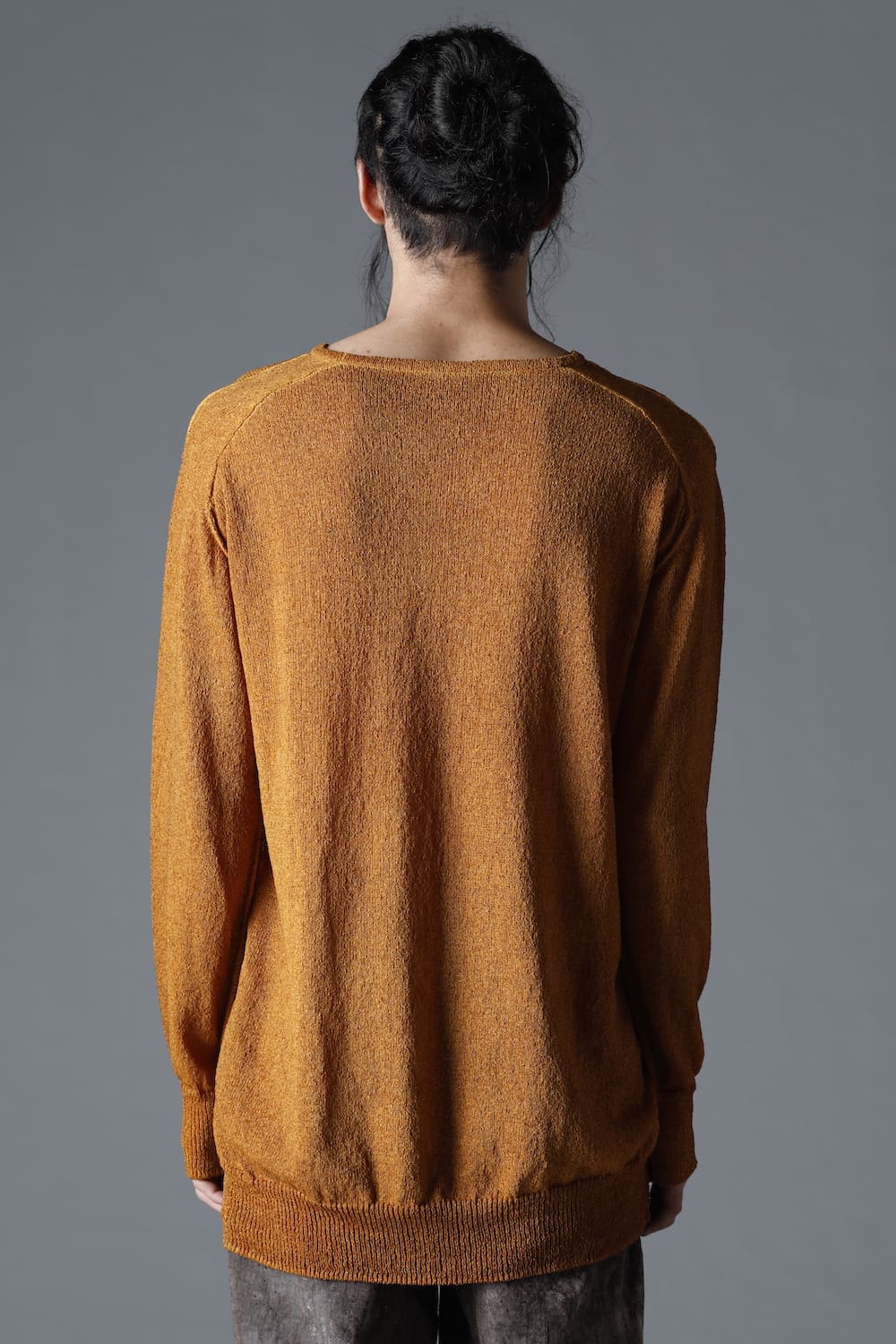 Cold Dyed Washi(Japanese Paper)Knit Pullover  Mustard