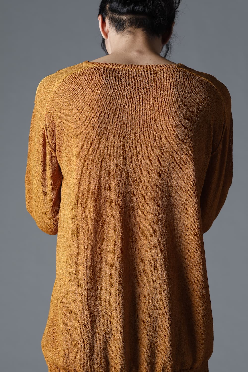 Cold Dyed Washi(Japanese Paper)Knit Pullover  Mustard