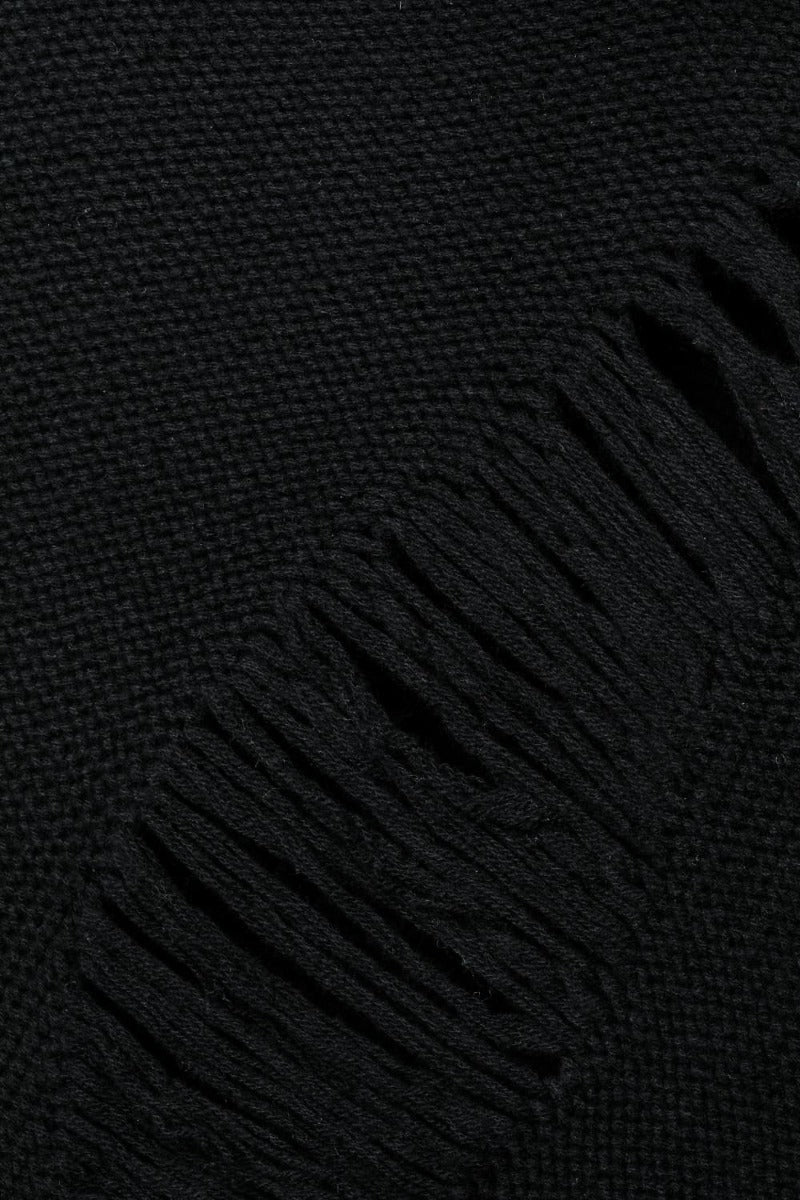 Merino Wool Knit High-Neck Pullover Black