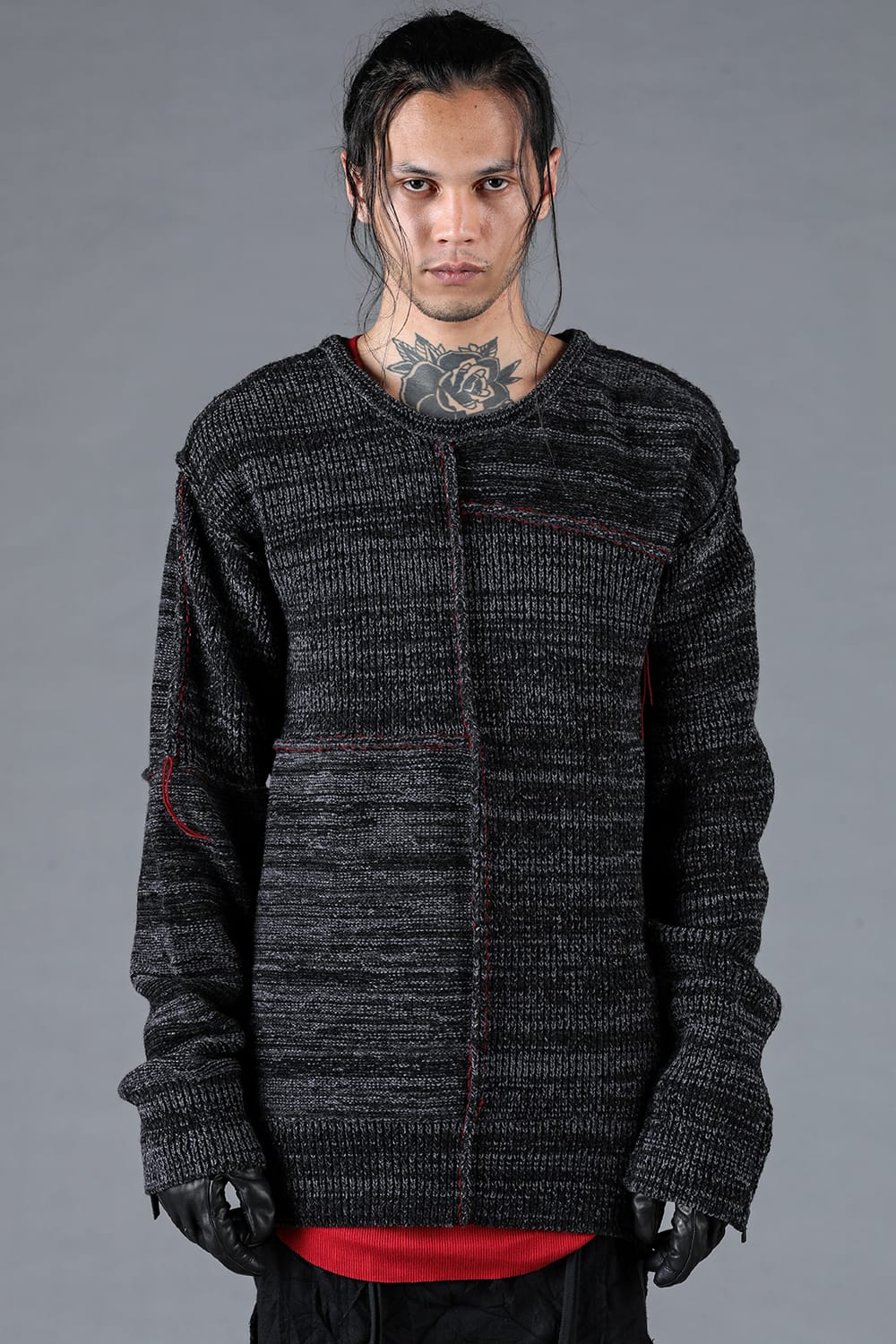 Wool Knit Zip Pullover Charcoal