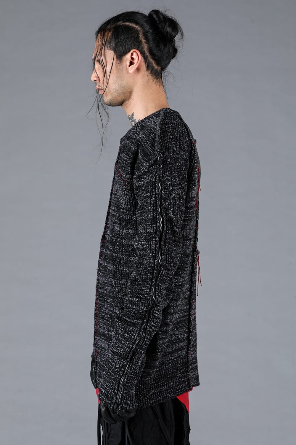 Wool Knit Zip Pullover Charcoal