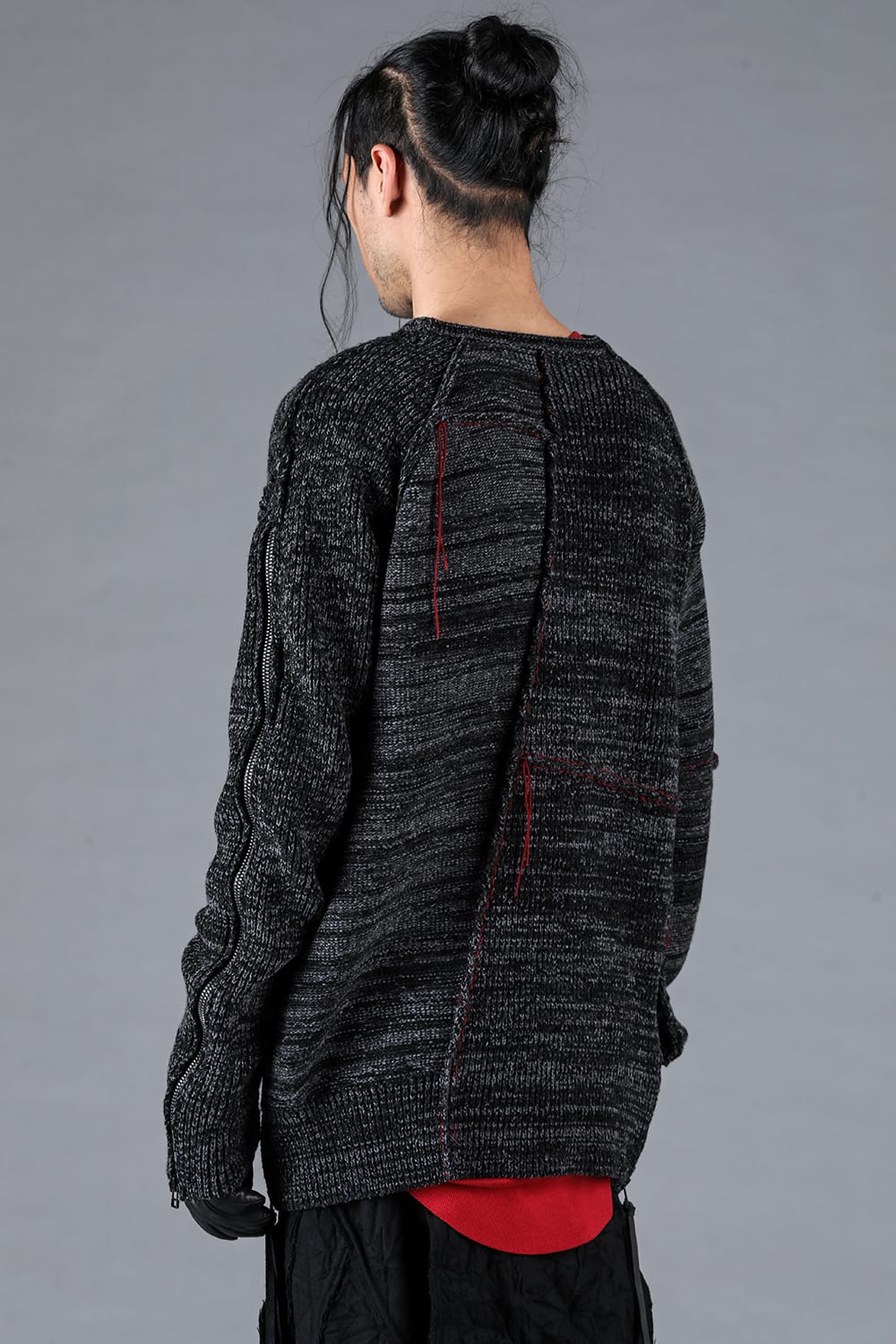 Wool Knit Zip Pullover Charcoal