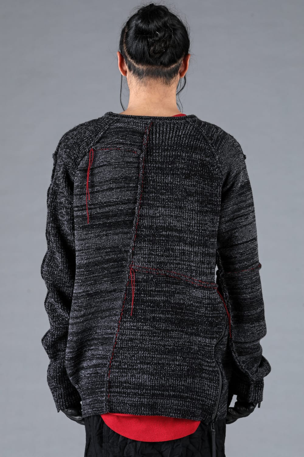 Wool Knit Zip Pullover Charcoal