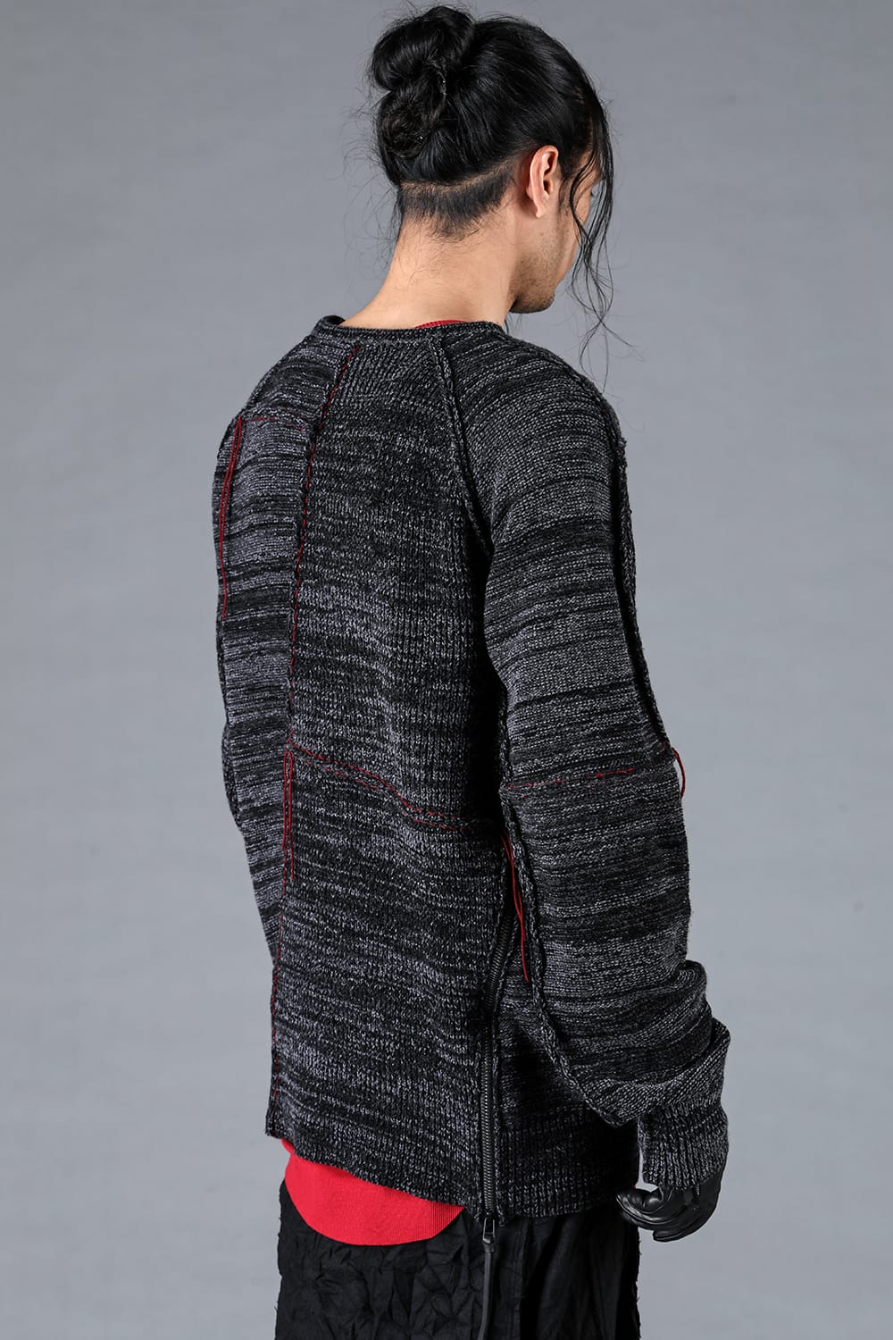 Wool Knit Zip Pullover Charcoal