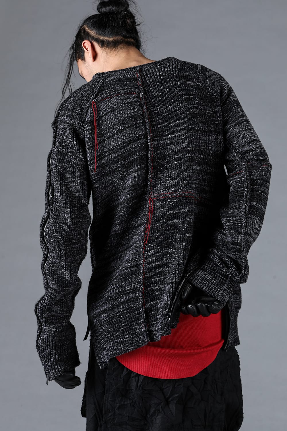 Wool Knit Zip Pullover Charcoal