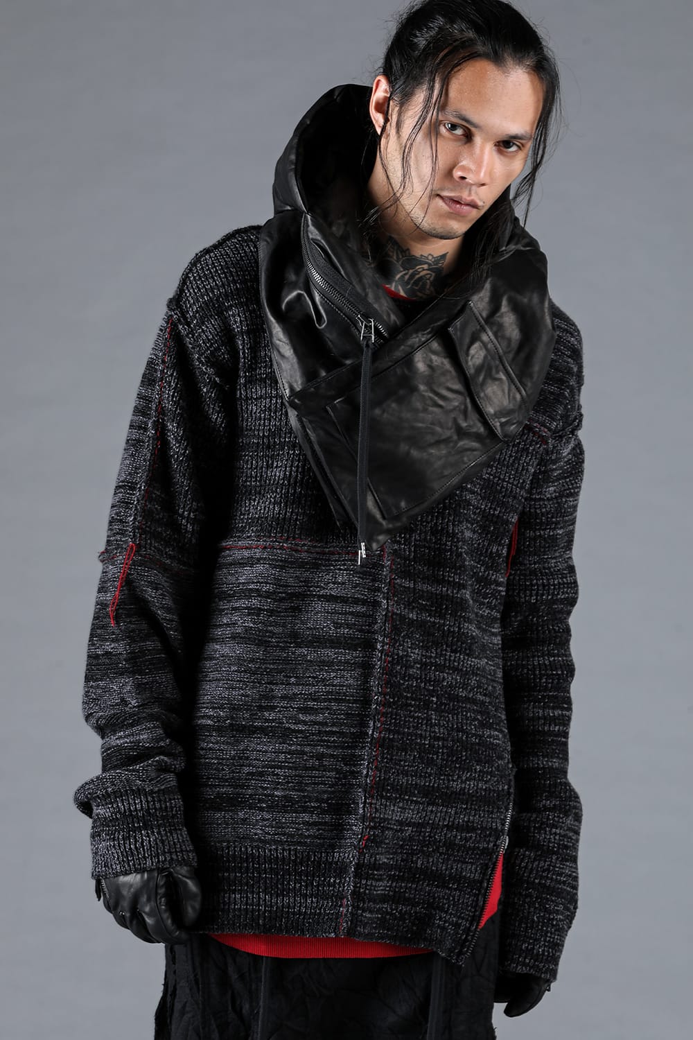 Wool Knit Zip Pullover Charcoal