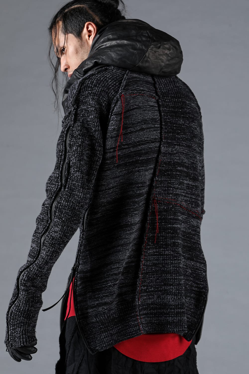 Wool Knit Zip Pullover Charcoal