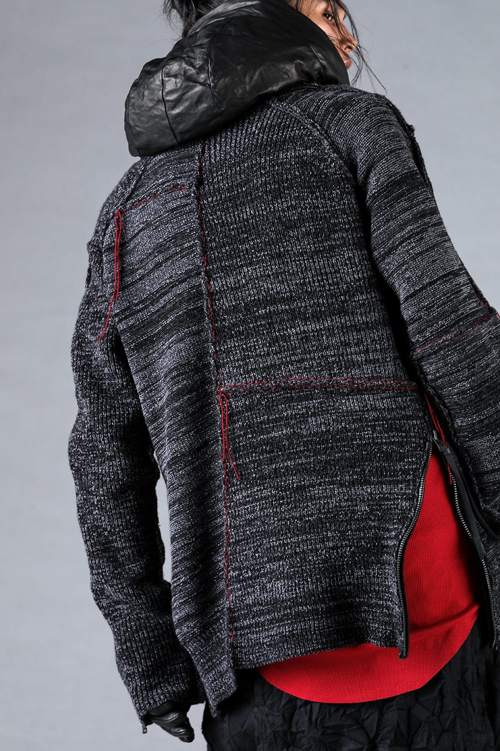 Wool Knit Zip Pullover Charcoal