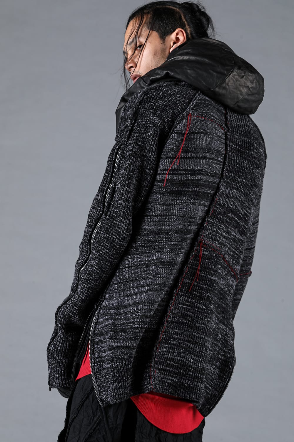 Wool Knit Zip Pullover Charcoal