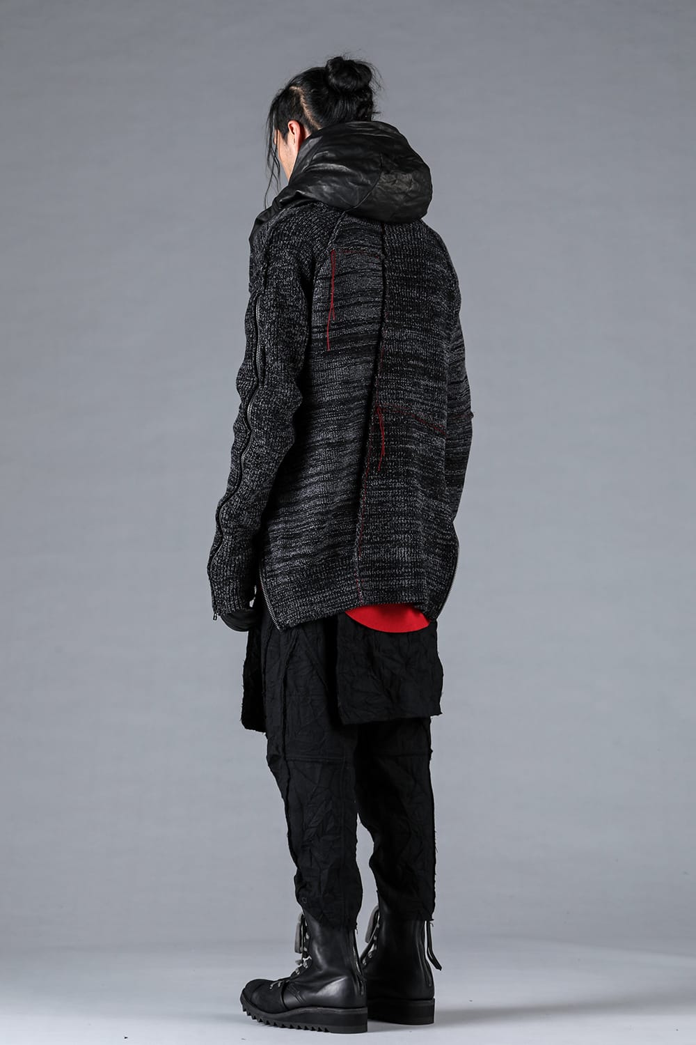 Wool Knit Zip Pullover Charcoal