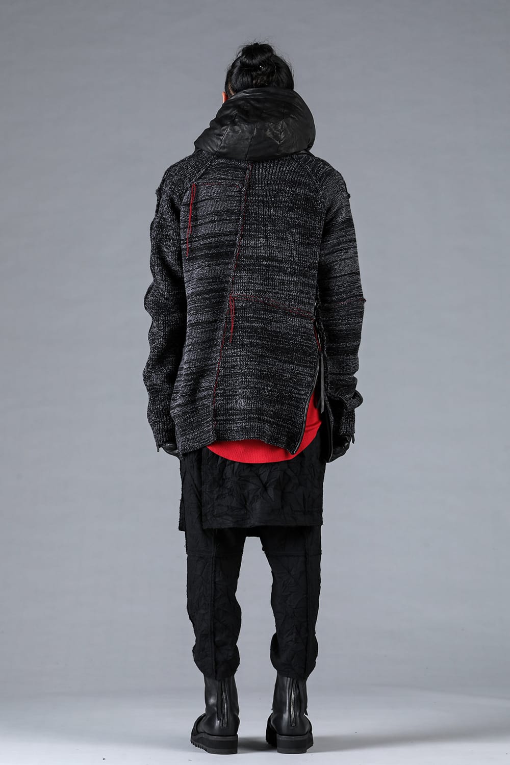 Wool Knit Zip Pullover Charcoal