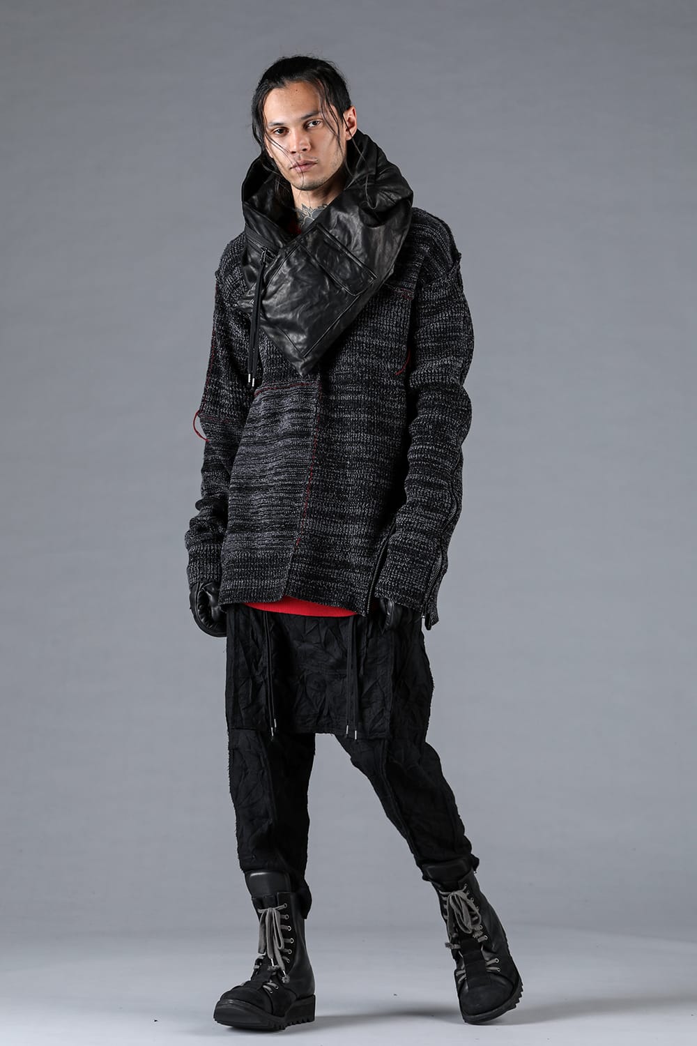 Wool Knit Zip Pullover Charcoal