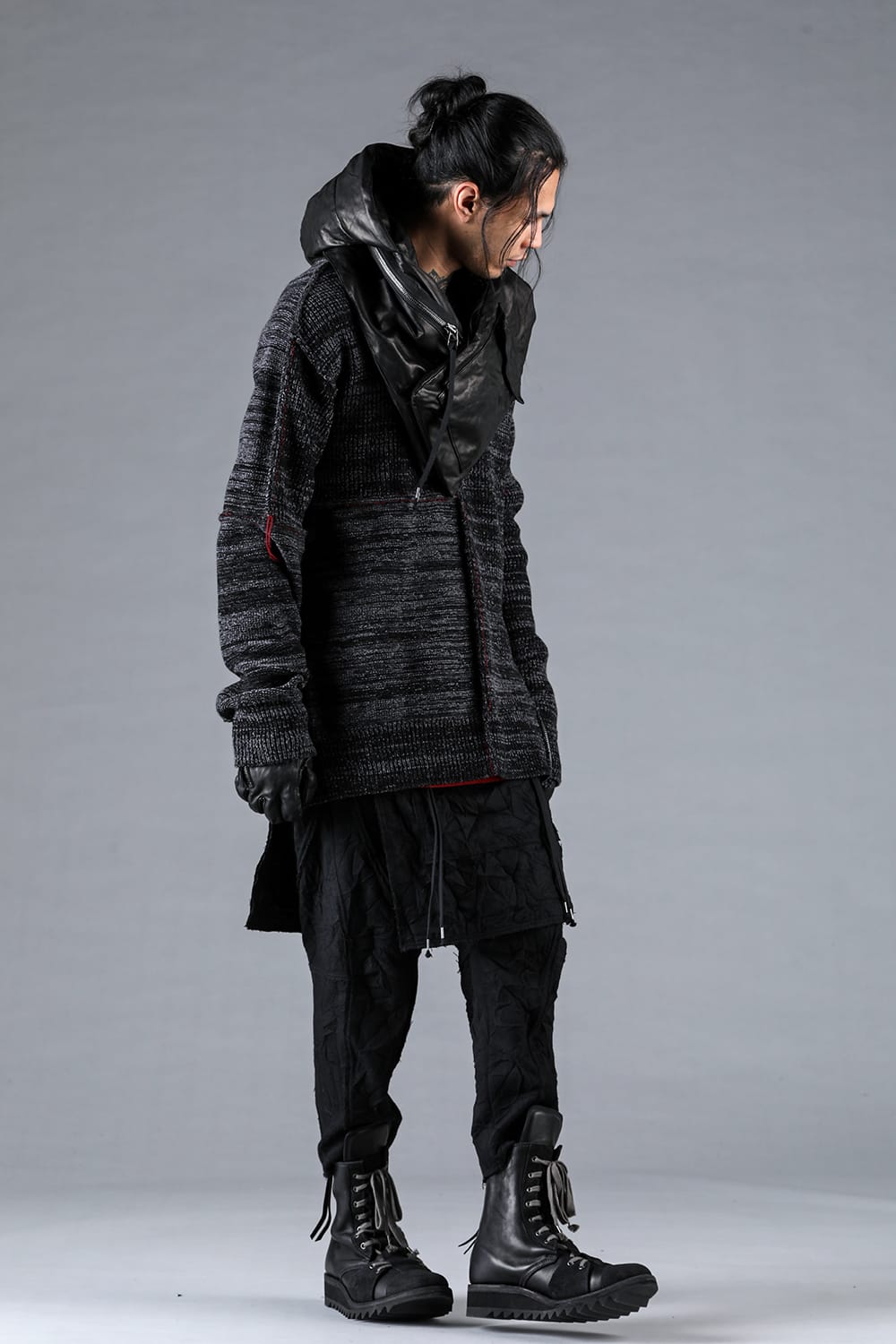 Wool Knit Zip Pullover Charcoal