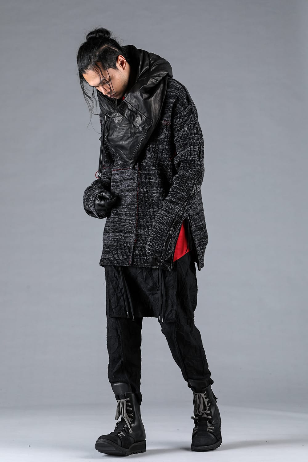 Wool Knit Zip Pullover Charcoal