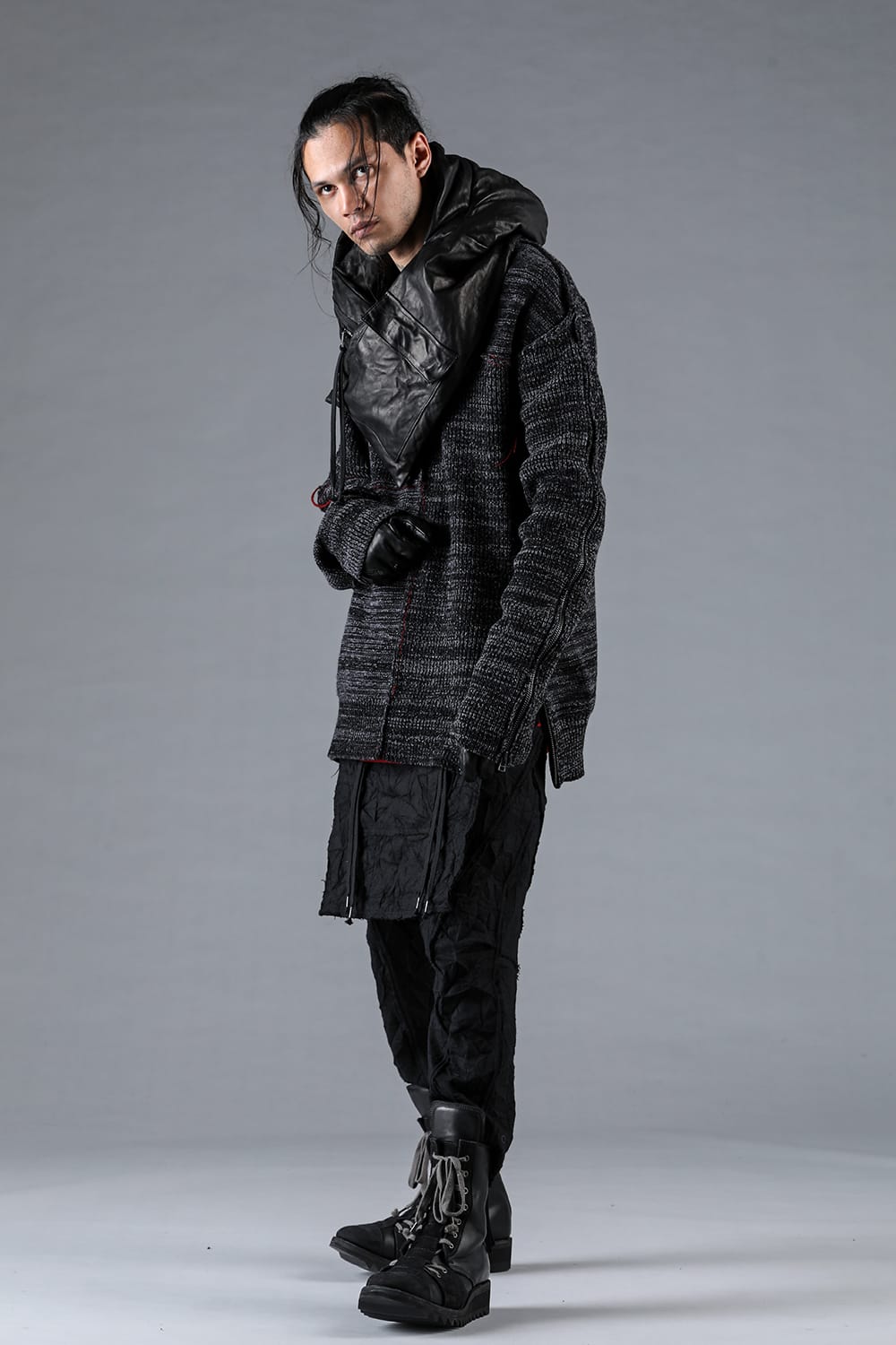 Wool Knit Zip Pullover Charcoal