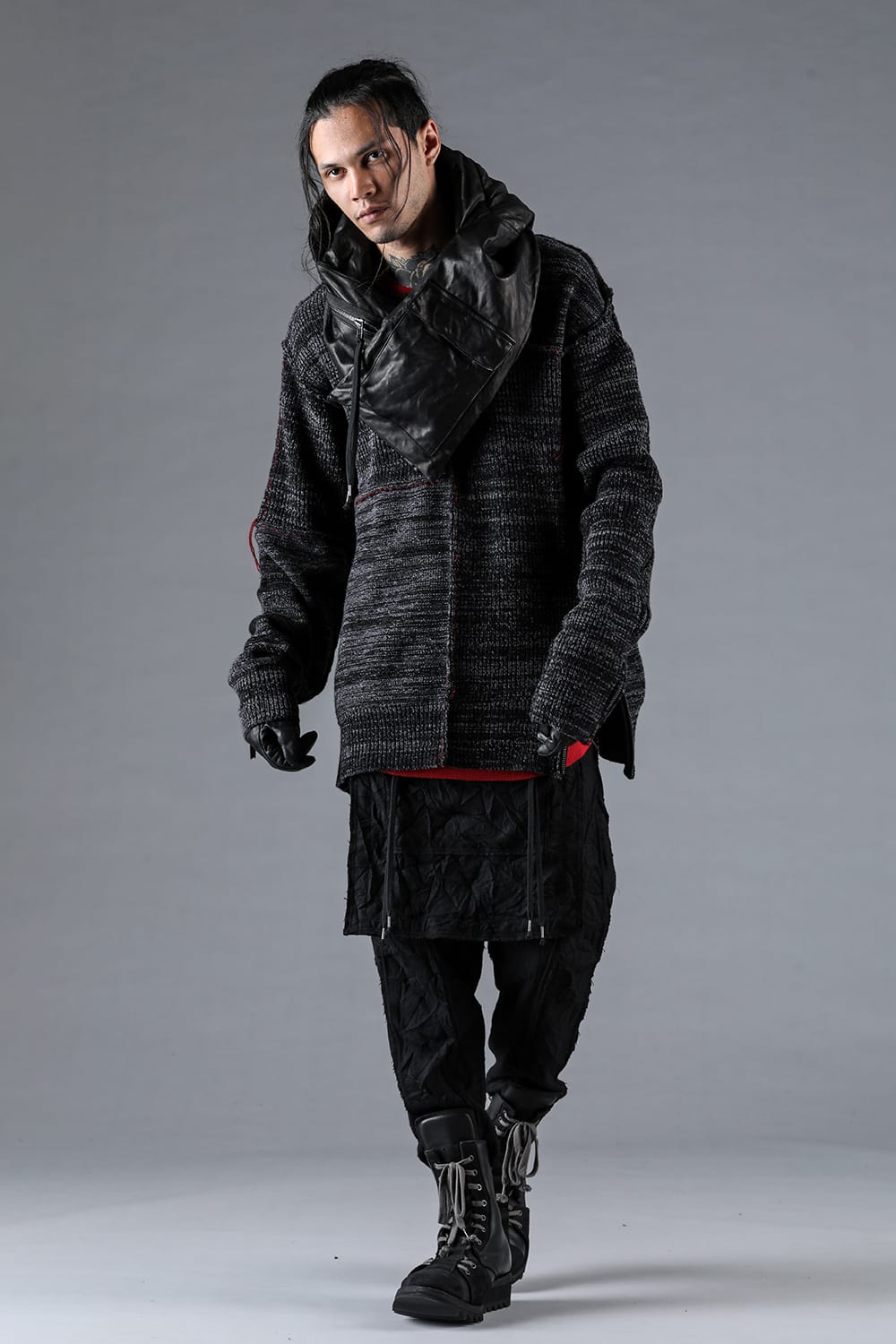 Wool Knit Zip Pullover Charcoal