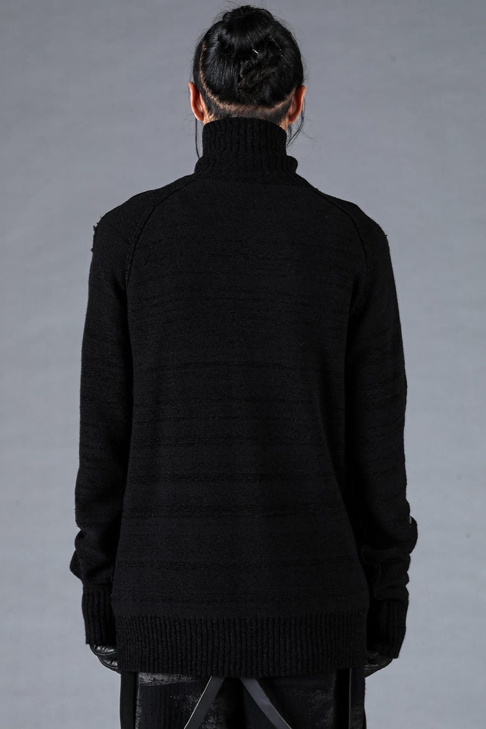 Wool Knit Zip Wool Knit Double Zip High Neck Cardigan Black