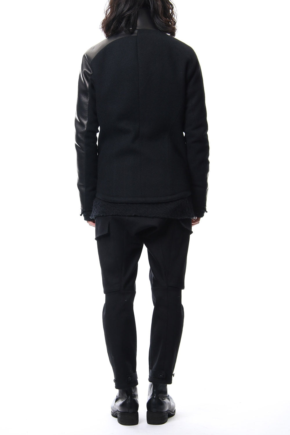 Leather Needle Punch High Neck Jacket