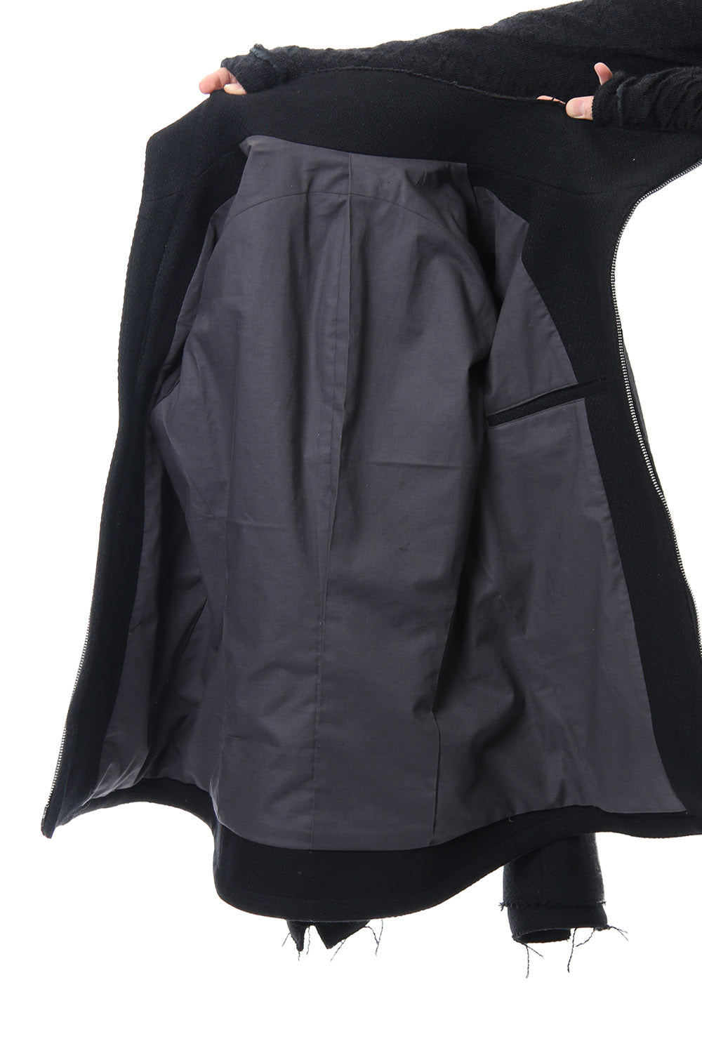 Leather Needle Punch High Neck Jacket