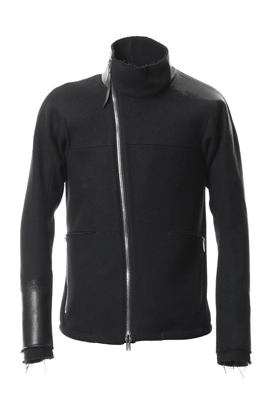 Leather Needle Punch High Neck Jacket