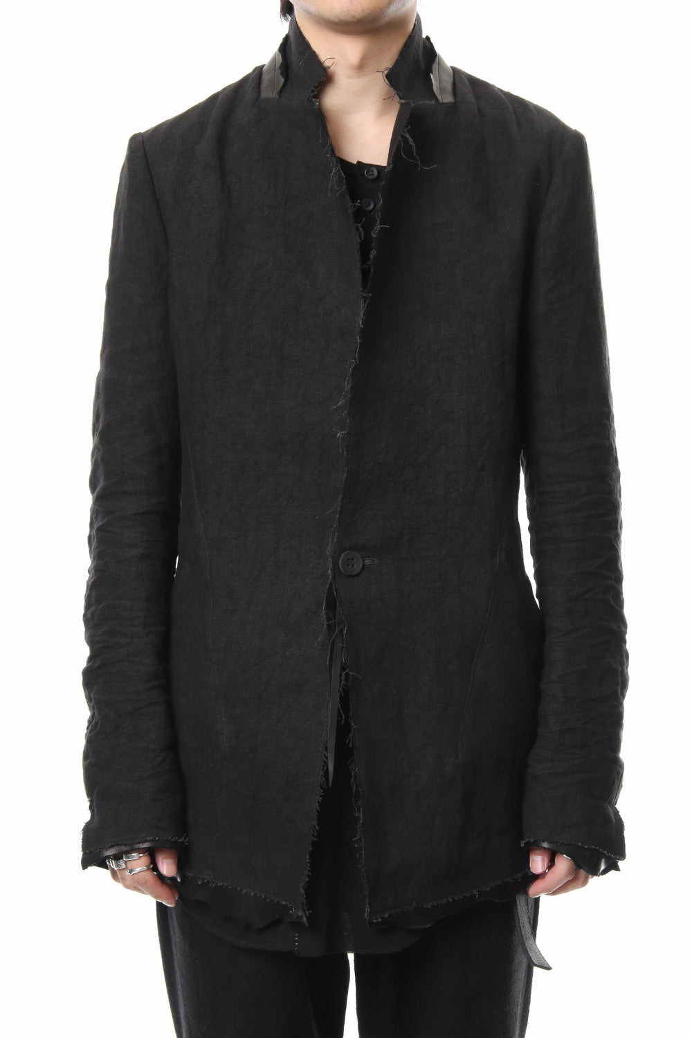 Rough leather x linen tailored Jacket - ST104-0029S