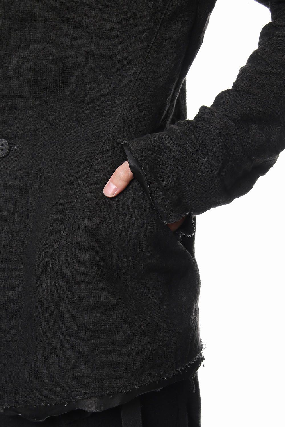 Rough leather x linen tailored Jacket - ST104-0029S