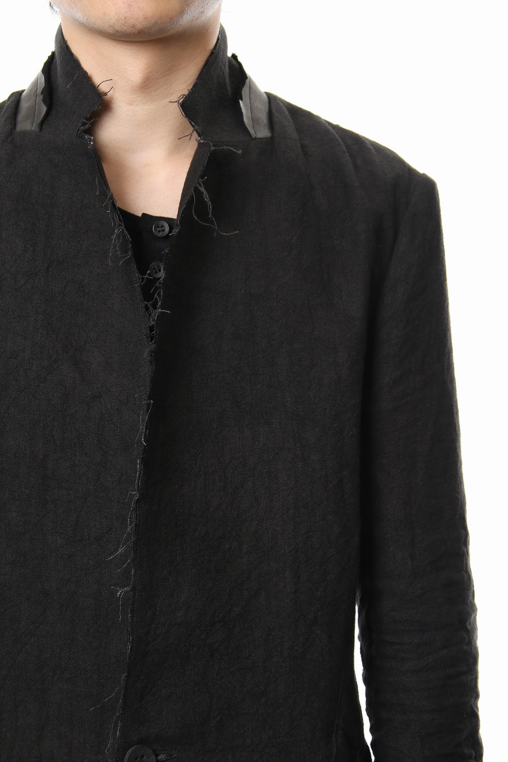 Rough leather x linen tailored Jacket - ST104-0029S