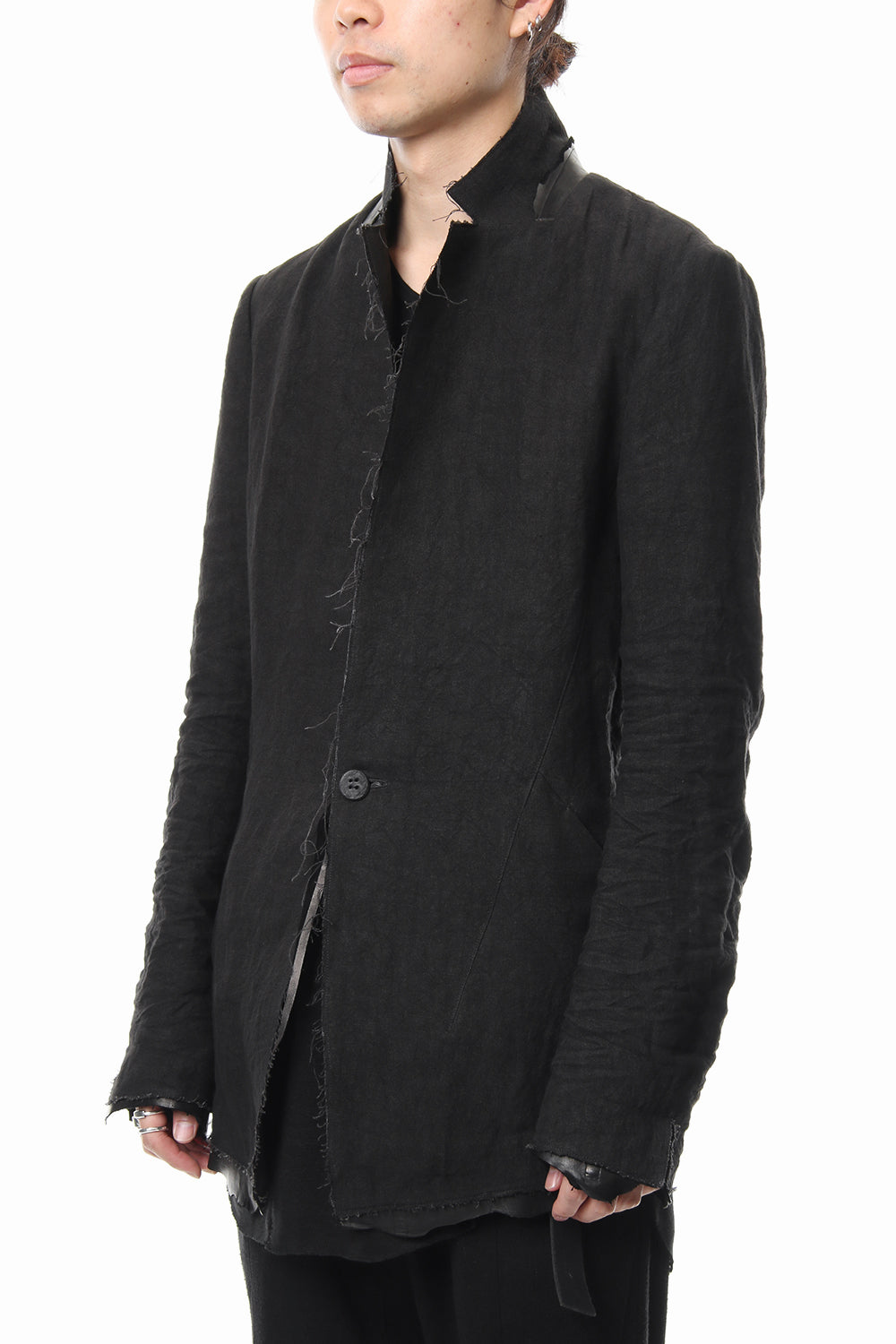 Rough leather x linen tailored Jacket - ST104-0029S