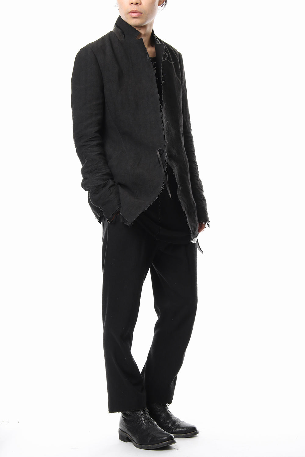 Rough leather x linen tailored Jacket - ST104-0029S