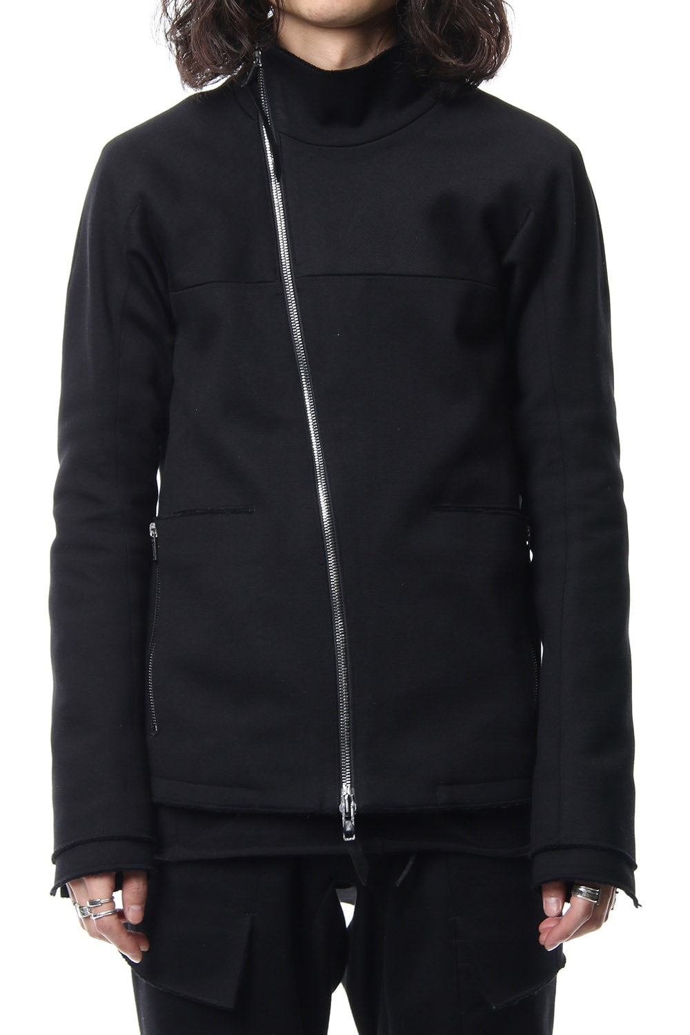 Heavy cotton jersey high neck jacket