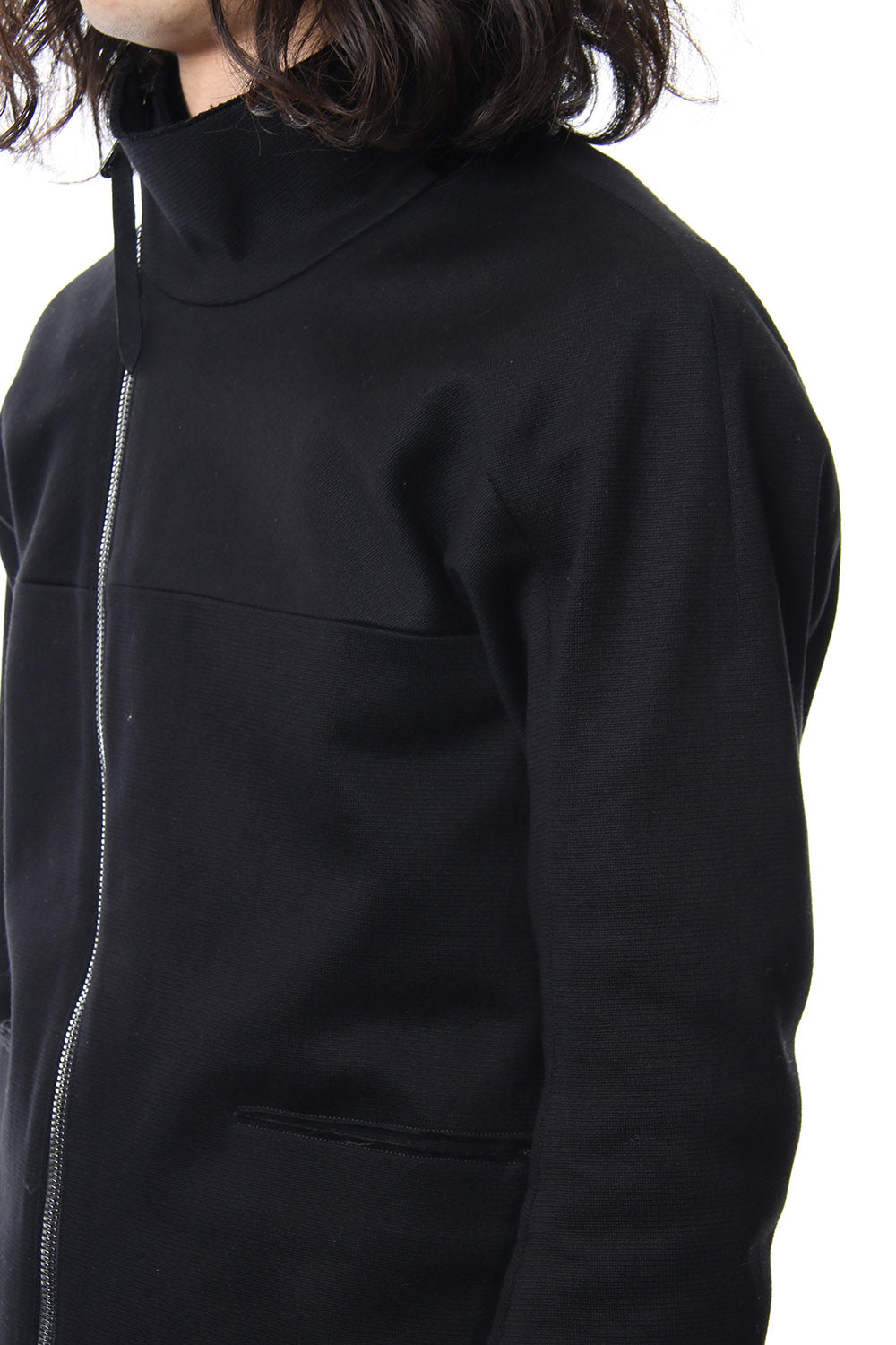 Heavy cotton jersey high neck jacket