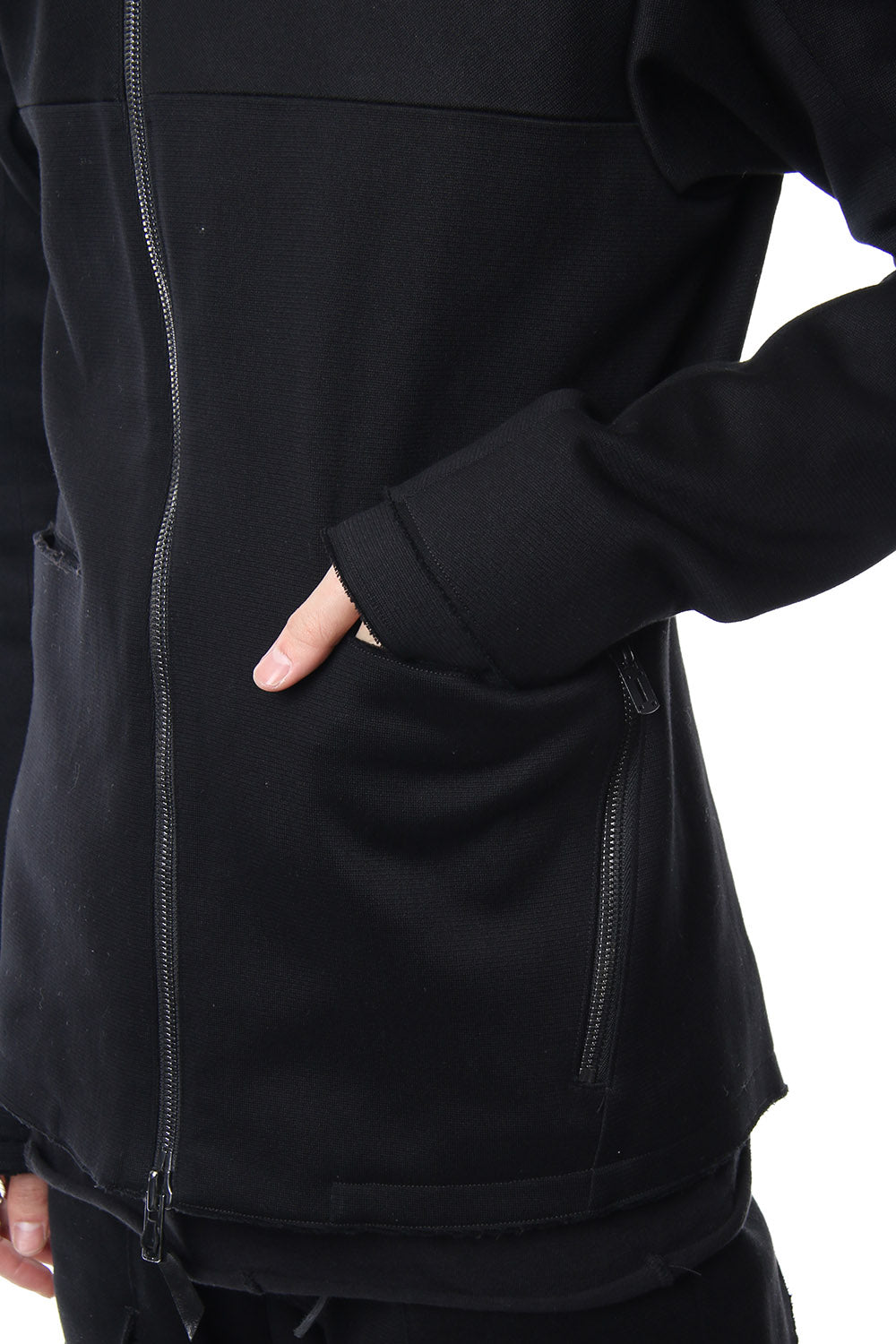 Heavy cotton jersey high neck jacket