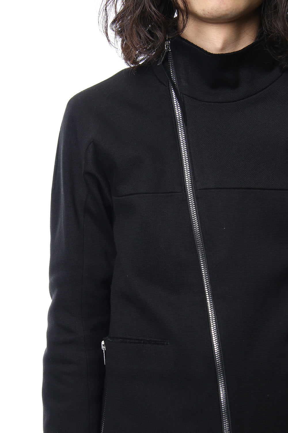 Heavy cotton jersey high neck jacket