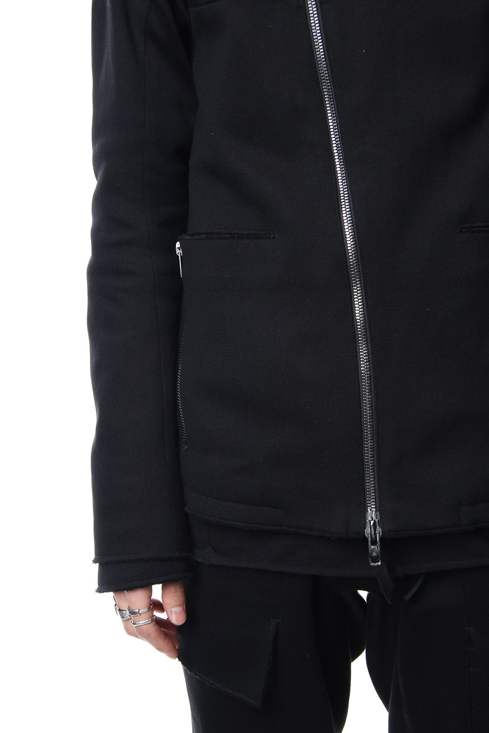 Heavy cotton jersey high neck jacket