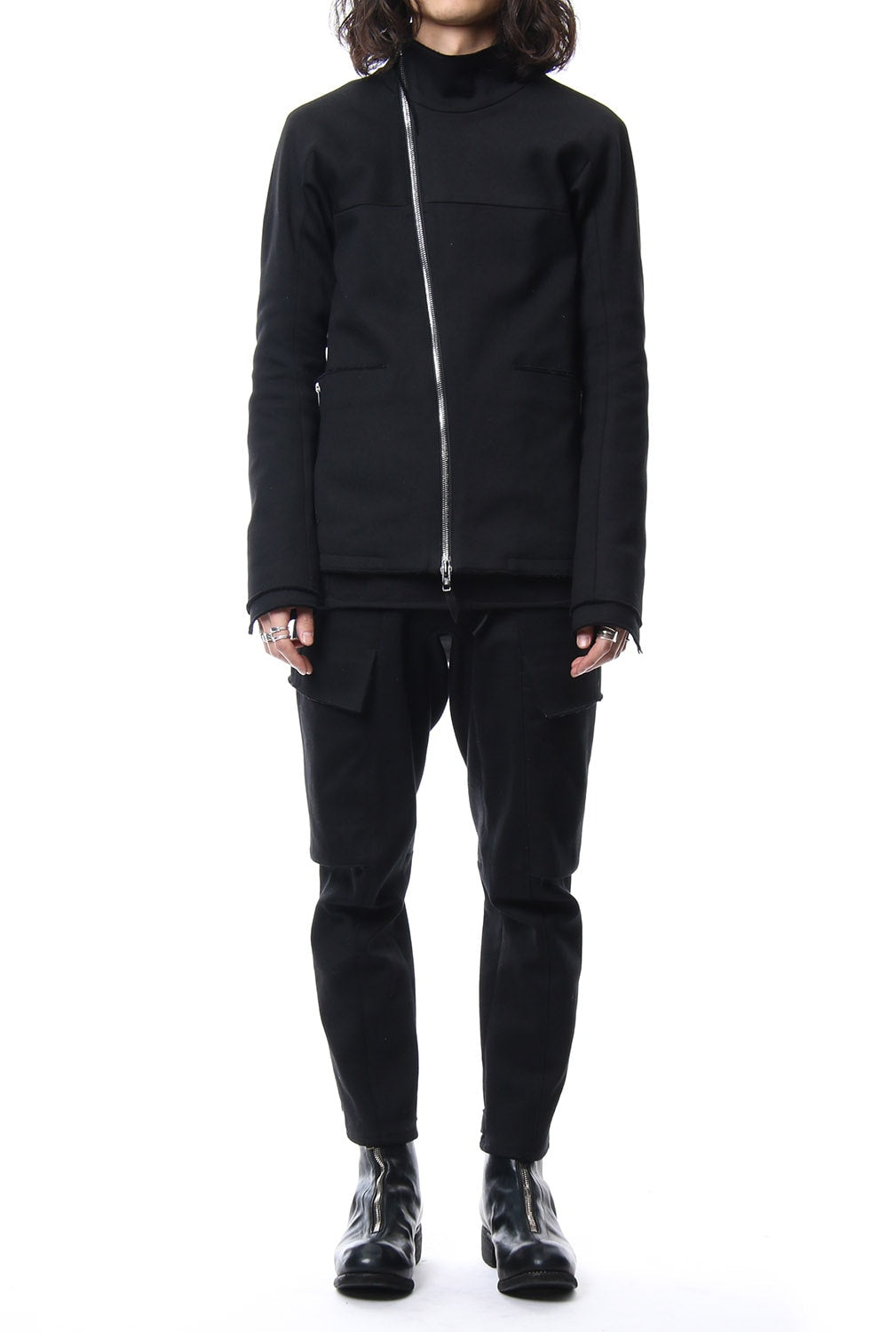 Heavy cotton jersey high neck jacket