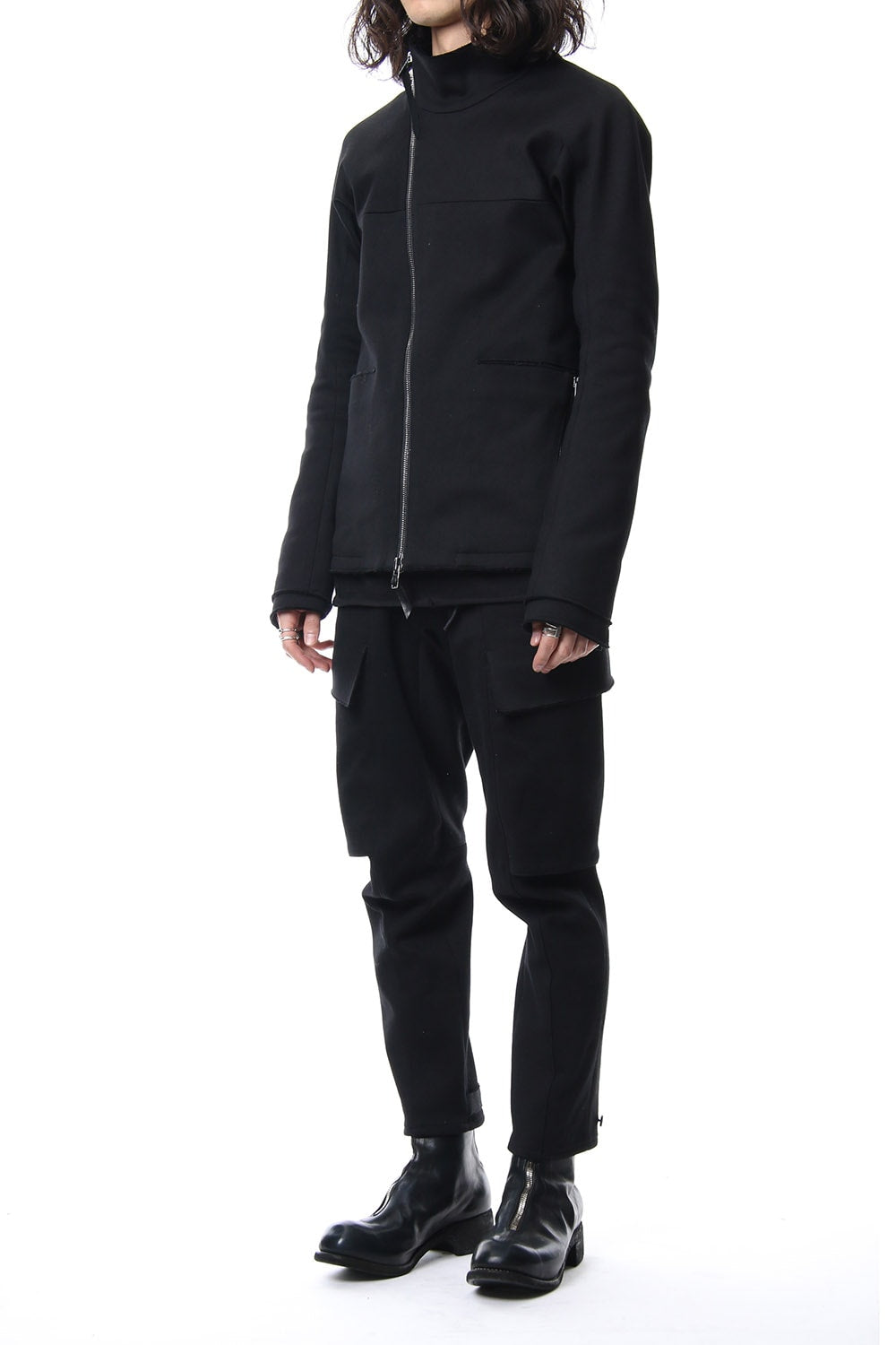 Heavy cotton jersey high neck jacket