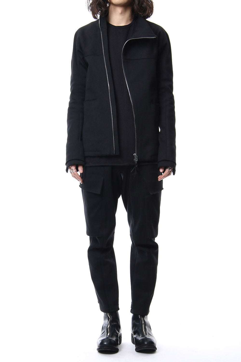 Heavy cotton jersey high neck jacket