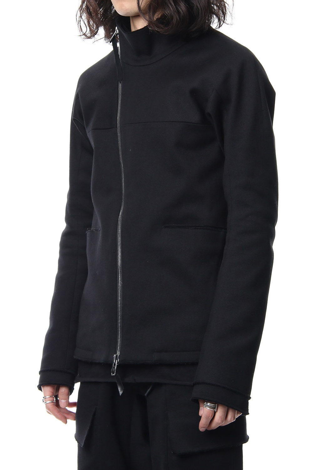 Heavy cotton jersey high neck jacket
