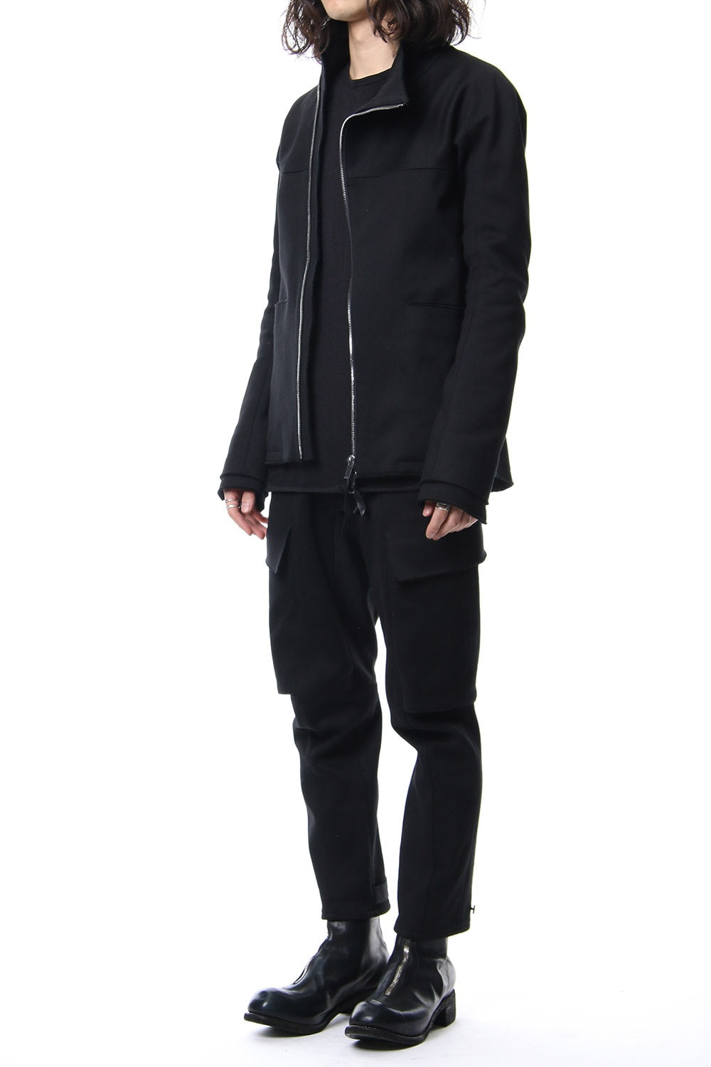 Heavy cotton jersey high neck jacket