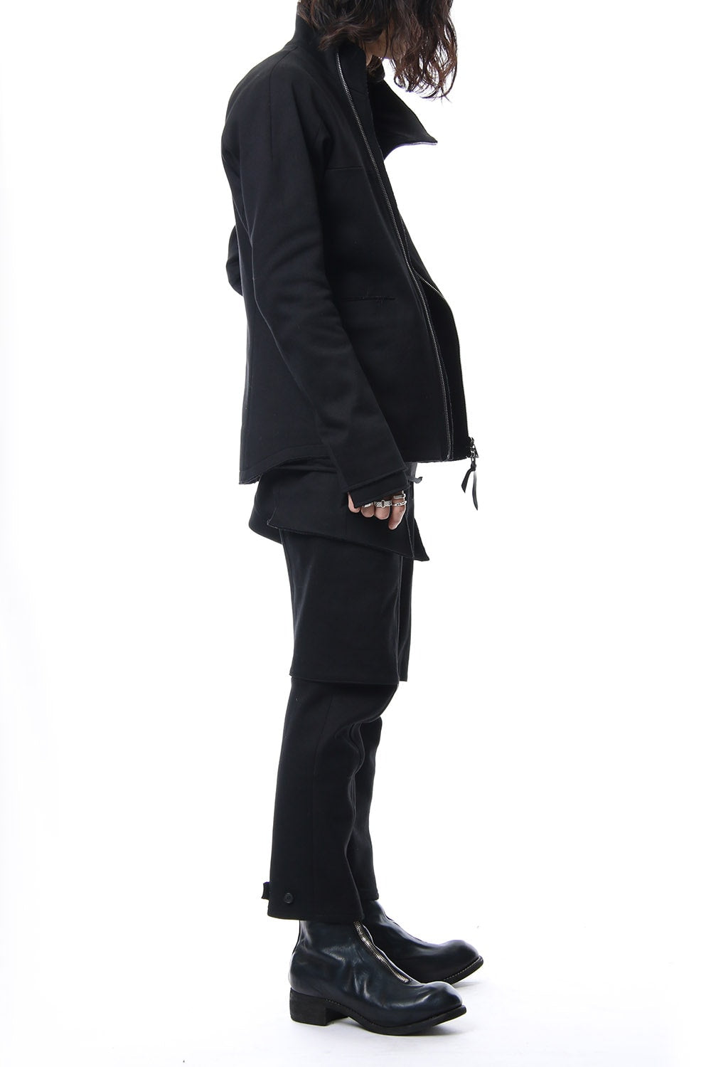 Heavy cotton jersey high neck jacket