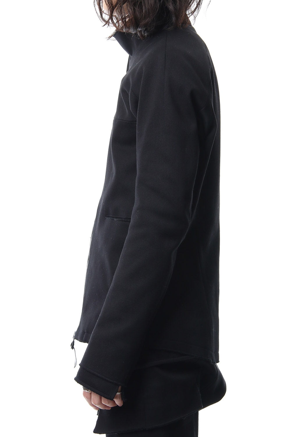 Heavy cotton jersey high neck jacket