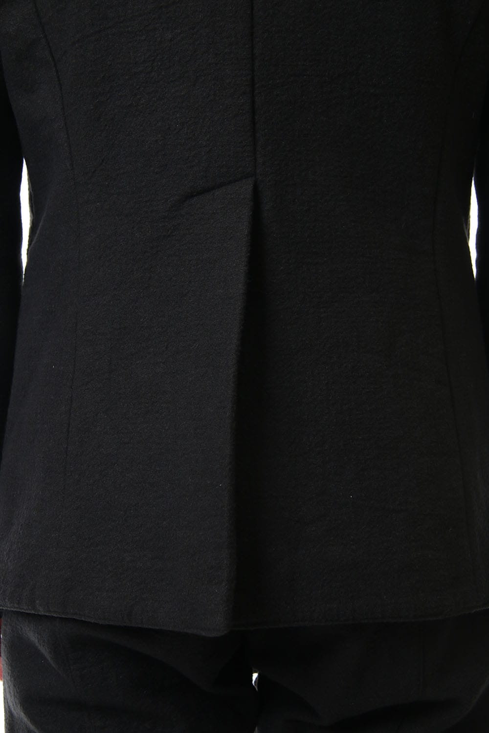 Hand dyed linen x Fleece needle punch High neck jacket Black - ST104-0049A