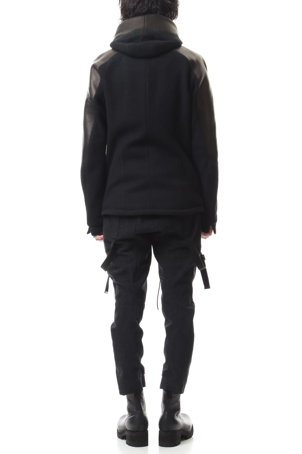 Leather needle punch Hooded jacket - ST104-0059A