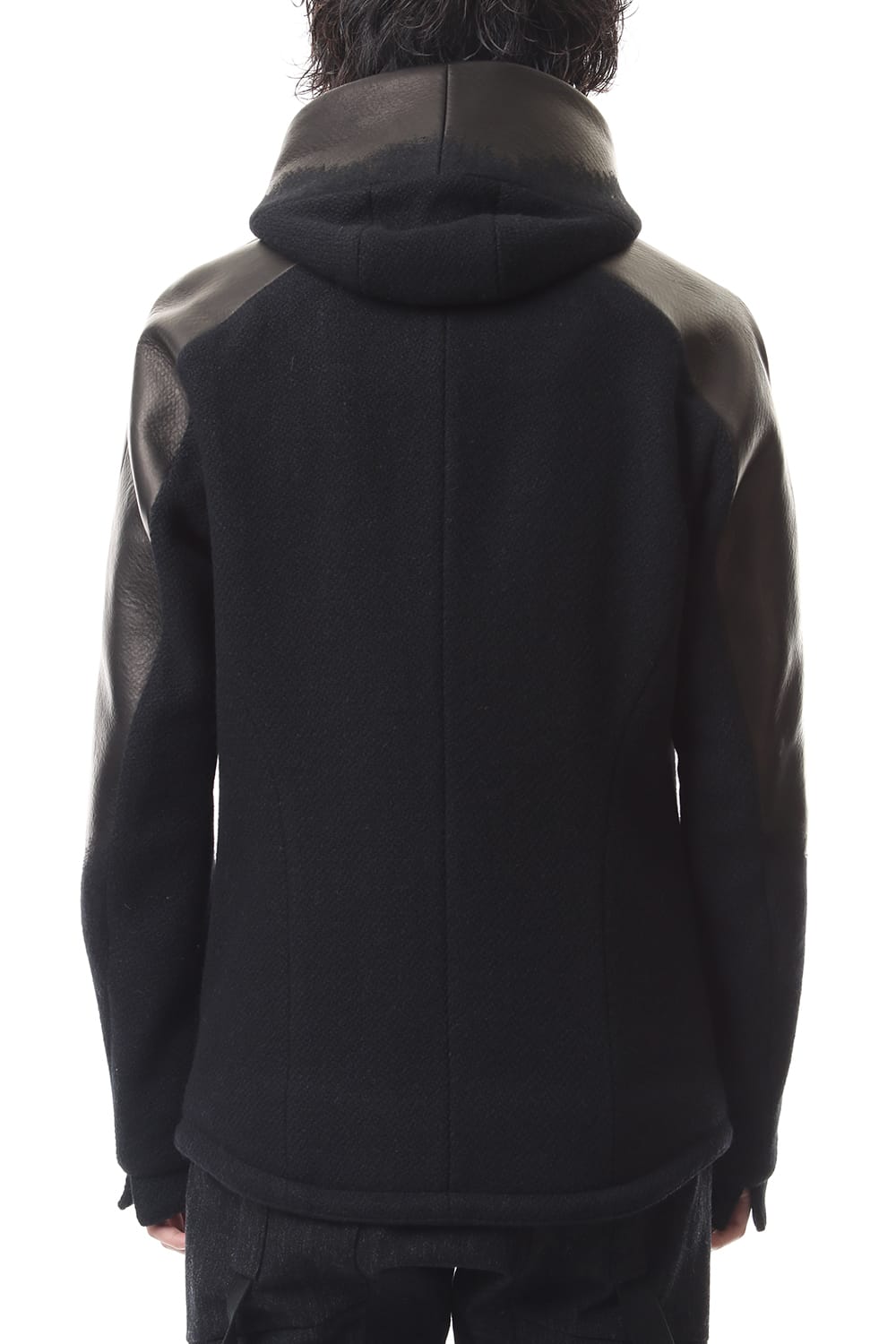 Leather needle punch Hooded jacket - ST104-0059A