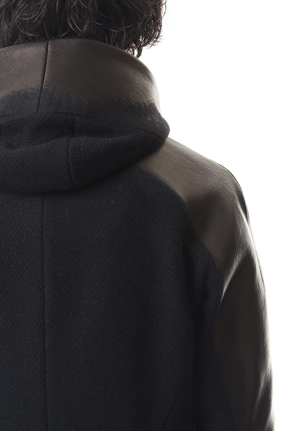 Leather needle punch Hooded jacket - ST104-0059A