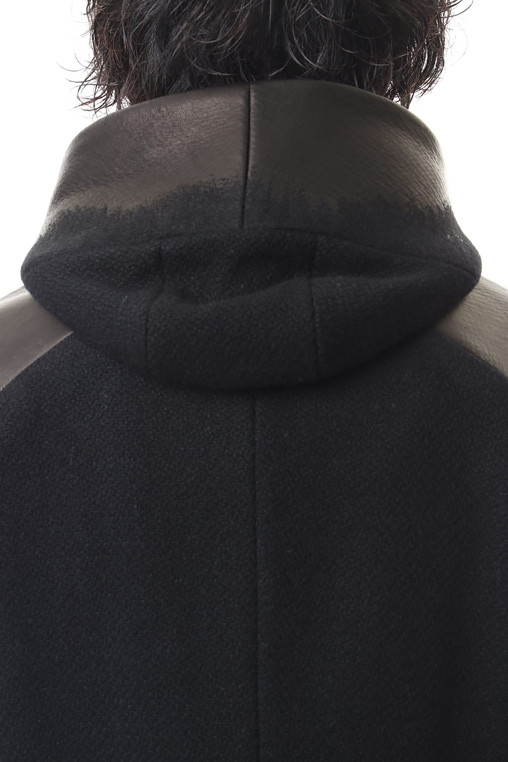 Leather needle punch Hooded jacket - ST104-0059A