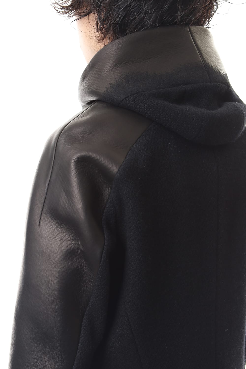 Leather needle punch Hooded jacket - ST104-0059A
